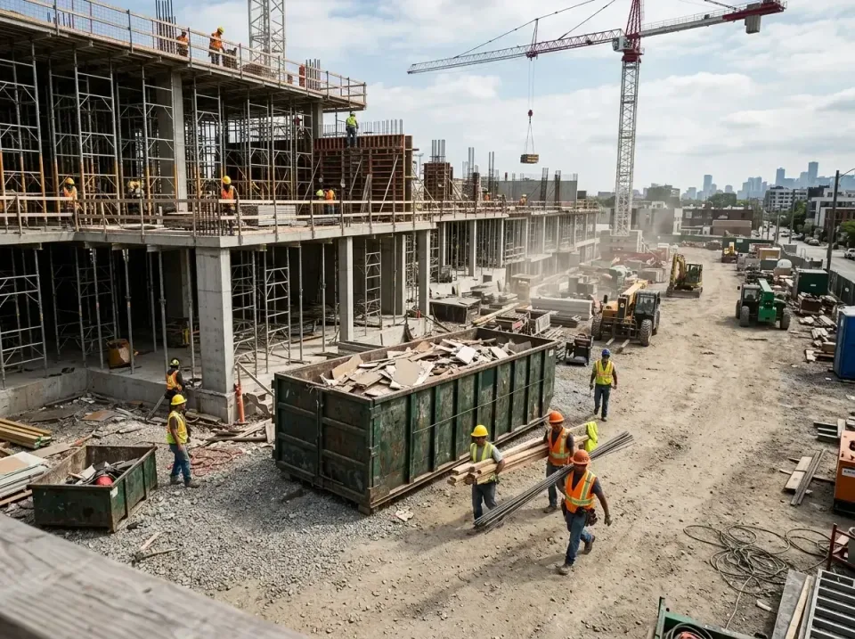 commercial-construction-site-w-002 — frequently asked questions, Low Cost Construction Dumpster Rental in Janesville, MN